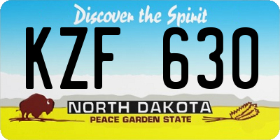 ND license plate KZF630