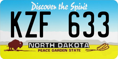 ND license plate KZF633