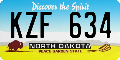 ND license plate KZF634