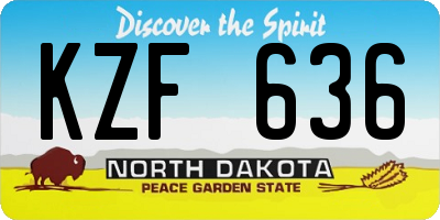 ND license plate KZF636