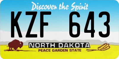 ND license plate KZF643