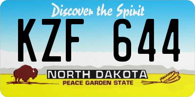 ND license plate KZF644