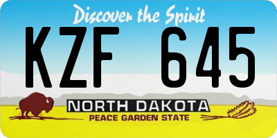 ND license plate KZF645