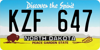 ND license plate KZF647
