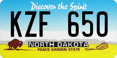 ND license plate KZF650