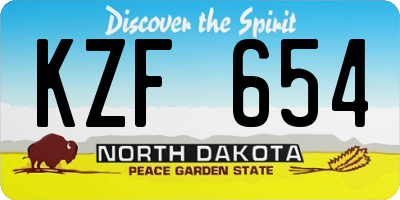 ND license plate KZF654