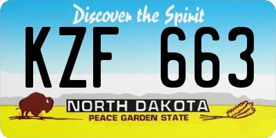 ND license plate KZF663