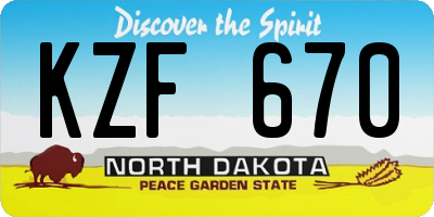 ND license plate KZF670