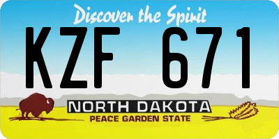 ND license plate KZF671
