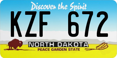 ND license plate KZF672