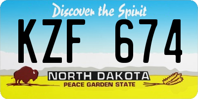 ND license plate KZF674
