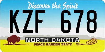 ND license plate KZF678