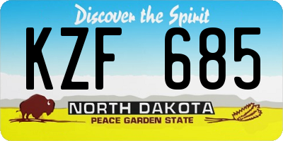 ND license plate KZF685