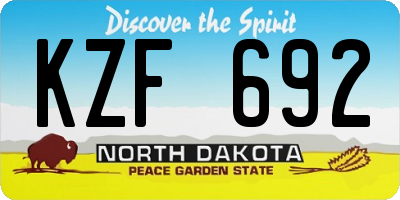 ND license plate KZF692