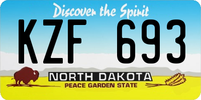 ND license plate KZF693