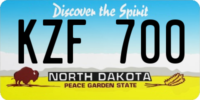 ND license plate KZF700