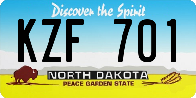 ND license plate KZF701