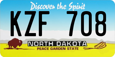 ND license plate KZF708