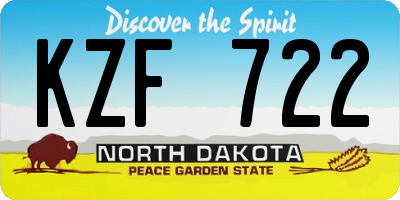 ND license plate KZF722