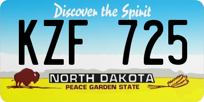 ND license plate KZF725
