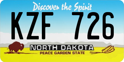 ND license plate KZF726