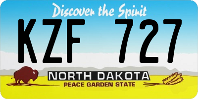 ND license plate KZF727