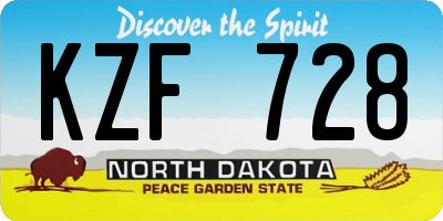 ND license plate KZF728
