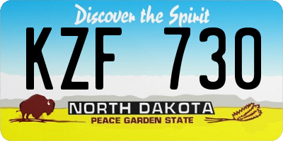 ND license plate KZF730