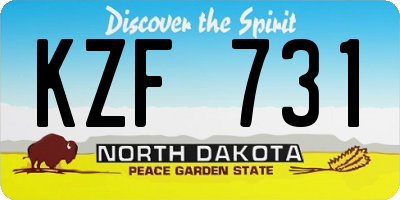 ND license plate KZF731