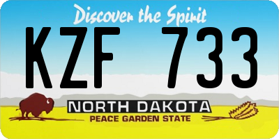 ND license plate KZF733