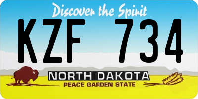 ND license plate KZF734