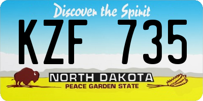 ND license plate KZF735