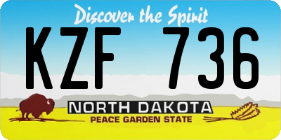 ND license plate KZF736