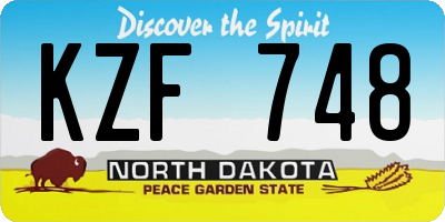 ND license plate KZF748