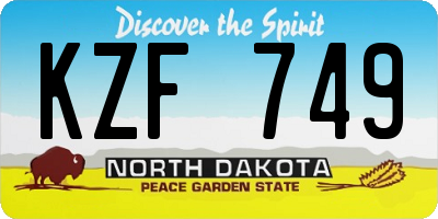 ND license plate KZF749