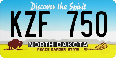 ND license plate KZF750