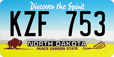 ND license plate KZF753