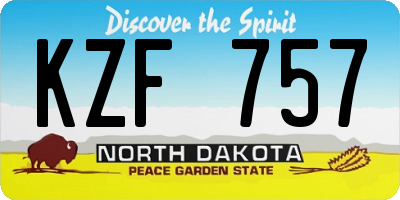 ND license plate KZF757