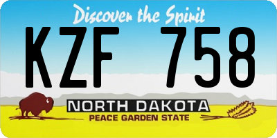 ND license plate KZF758