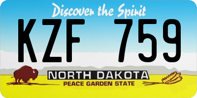 ND license plate KZF759