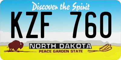 ND license plate KZF760
