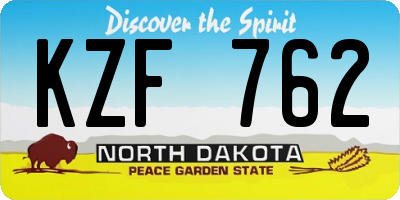 ND license plate KZF762