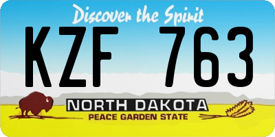 ND license plate KZF763
