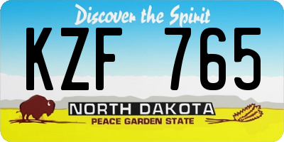 ND license plate KZF765