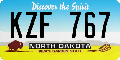 ND license plate KZF767