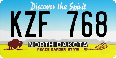 ND license plate KZF768