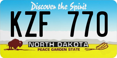 ND license plate KZF770