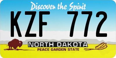 ND license plate KZF772