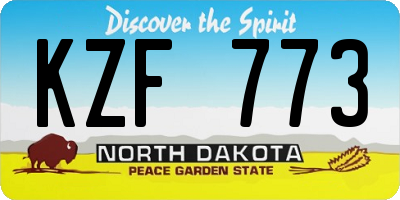 ND license plate KZF773