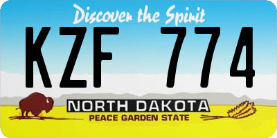 ND license plate KZF774